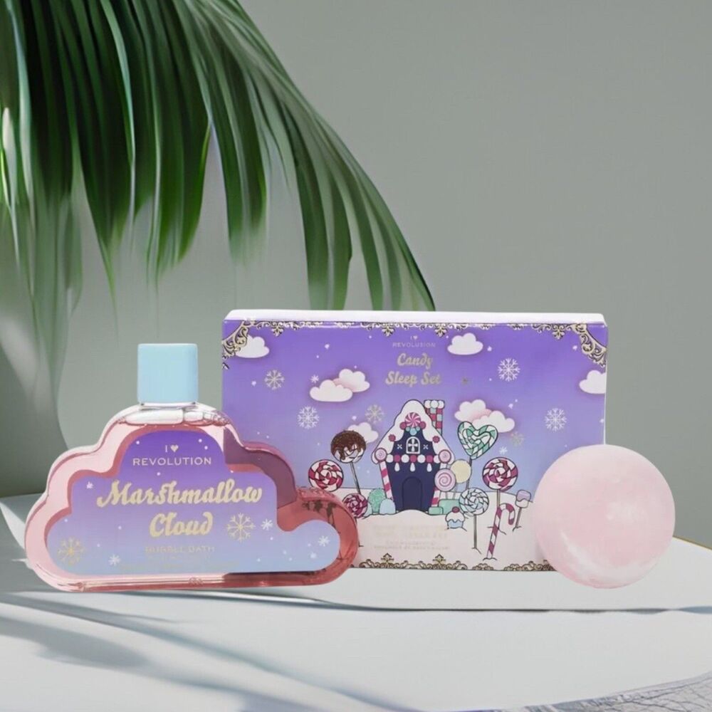I Heart Revolution Candy Cloud Sleep Set Bubble Bath & Bath Fizzer Set Scented